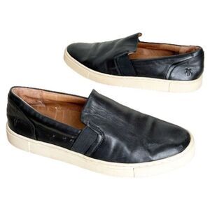 Frye Ivy Sneakers Slip On Shoes Womens 7.5 Butter Soft Black Leather Loafer $149